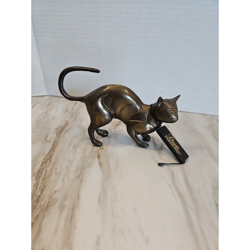 Vintage Metal Crouching Cat Classic Treasures Brand‎ Feline Kitty